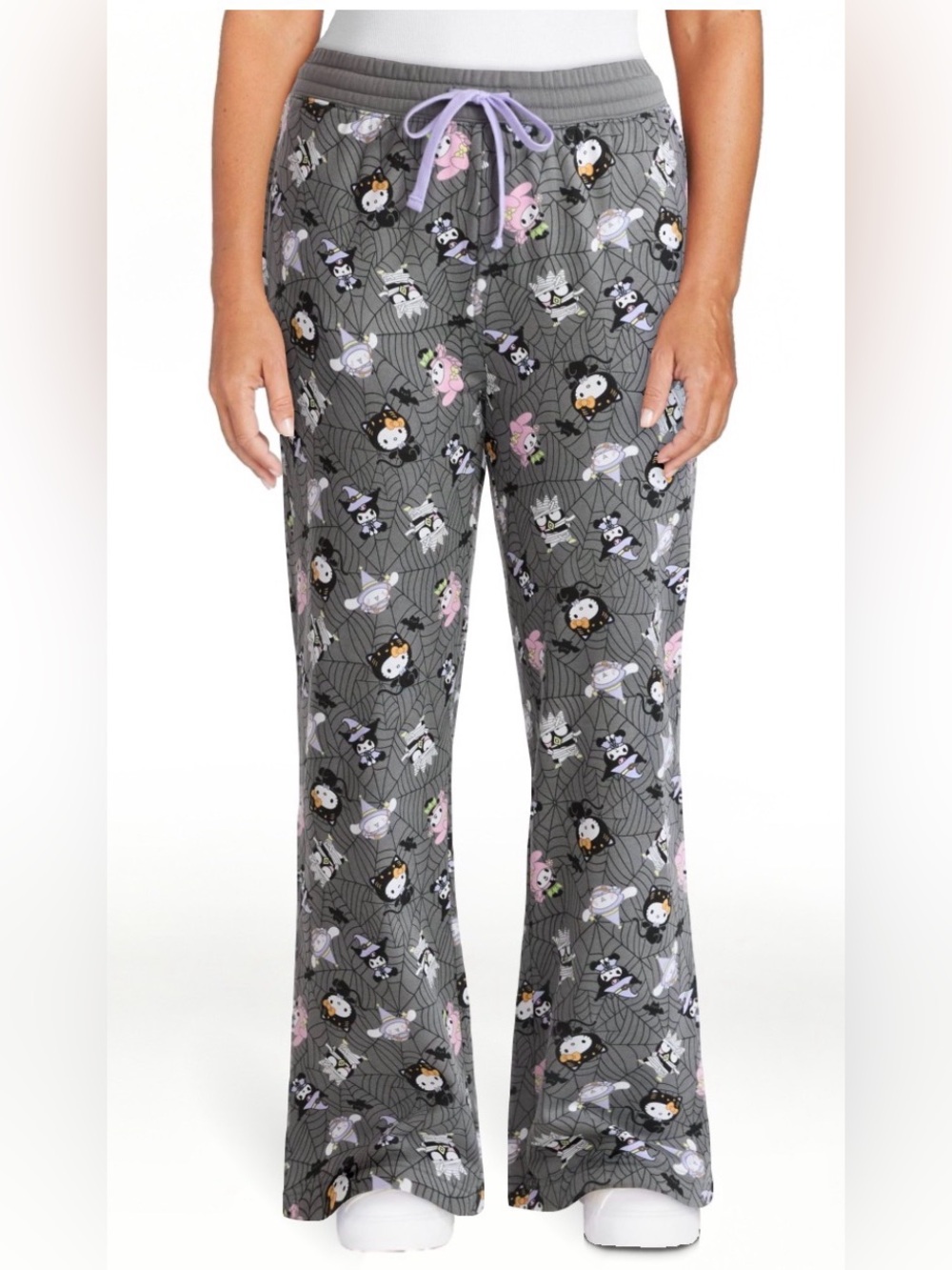 Hello Kitty Women’s Pewter Grey Halloween Print Fleece Jogger Pants